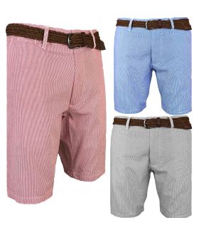Mens Belted Stripe Shorts